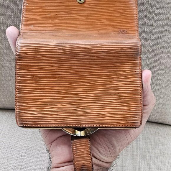 Auth Louis Vuitton Card Holder Yellow Leather Bifold Wallet Purse Made in France - Picture 5 of 13